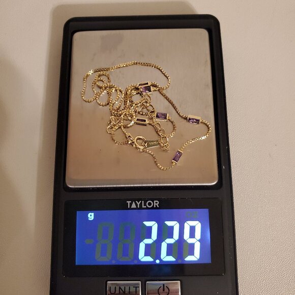 LOUISA SECRET 14K Gold Plated Sterling Silver Necklace  Amethyst Style - Picture 7 of 11